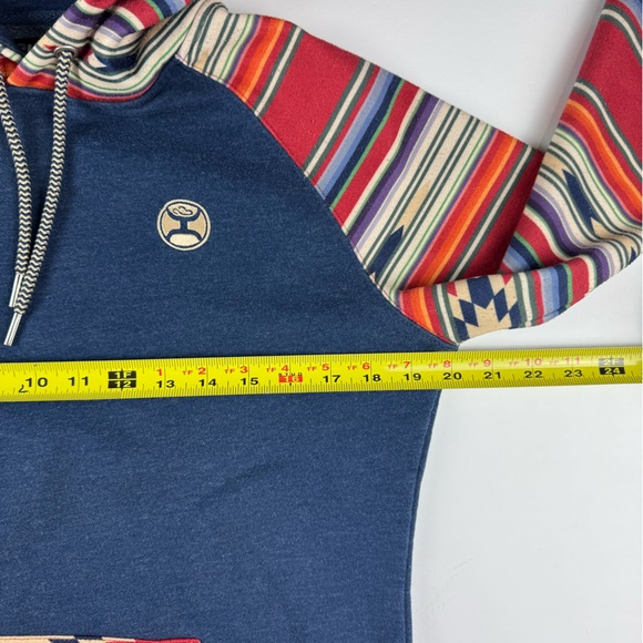 Hooey Blue Hoodie with Multicolor Accents size medium - Picture 8 of 8